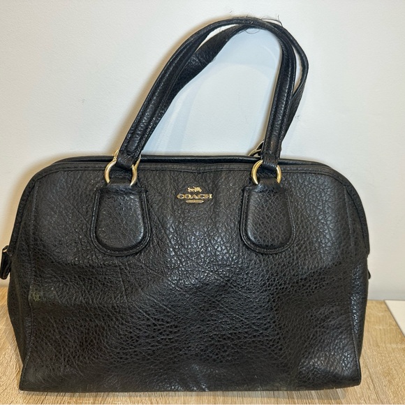 Coach Handbags - Coach Black Pebbled Leather Satchel Handbag
